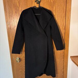 Women's Wool Blend Lapel Collar Asymmetric Black Coat